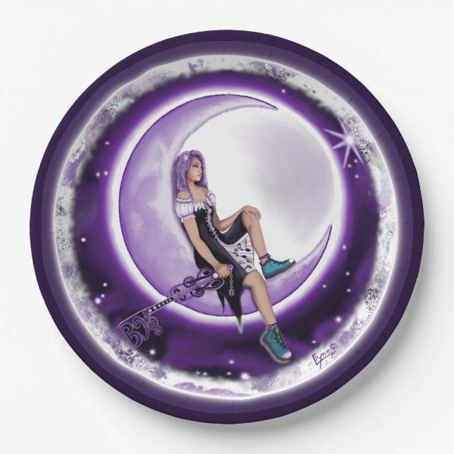 Purple Moon Child Paper Plate (Front)