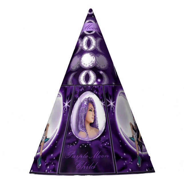 Purple Moon Child Party Hat (Front)