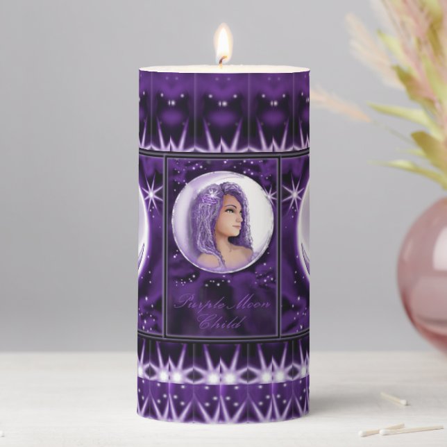 Purple Moon Child Pillar Candle (In Situ)