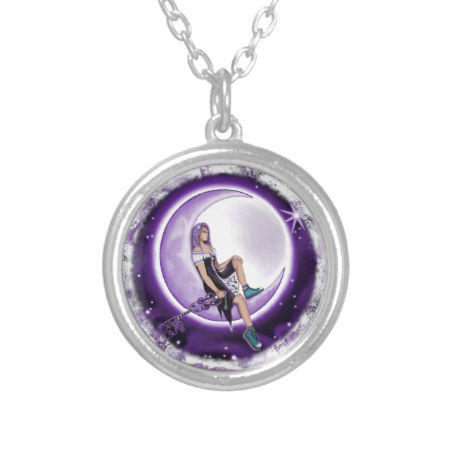 Purple Moon Child Silver Plated Necklace (Front)