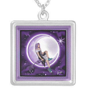 Purple Moon Child Silver Plated Necklace