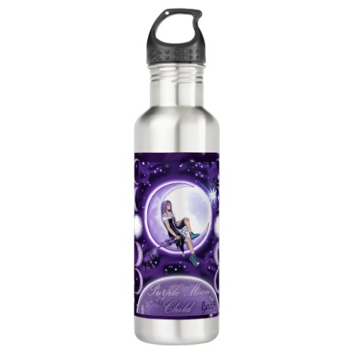 Purple Moon Child Stainless Steel Water Bottle