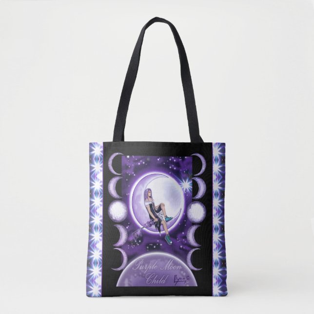 Purple Moon Child Tote Bag (Front)