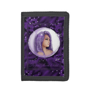 Purple Moon Child Trifold Wallet
