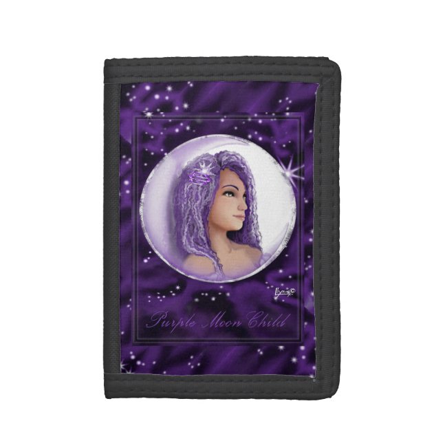 Purple Moon Child Trifold Wallet (Front Vertical)