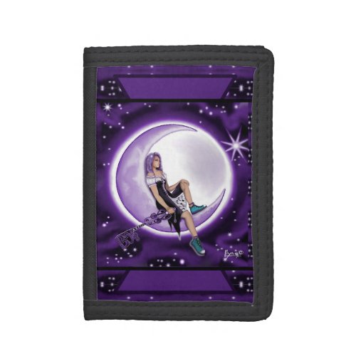Purple Moon Child Trifold Wallet