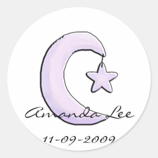 Purple Moon Classic Round Sticker