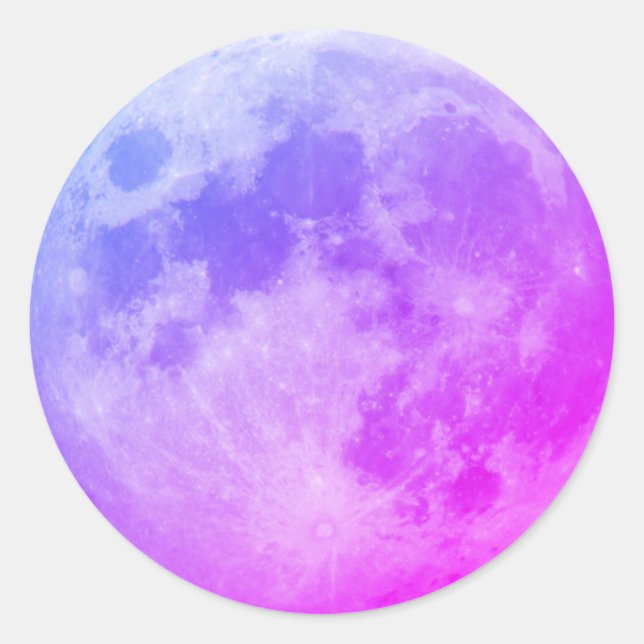 Purple Moon Classic Round Sticker (Front)