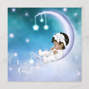 Purple Moon Ethnic Baby Girl Shower Invitation