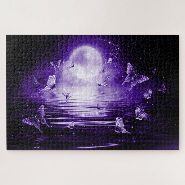Purple Moon Fantasy Butterflies Jigsaw Puzzle (Horizontal)