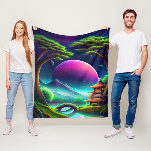 Purple moon fleece blanket (In Situ)