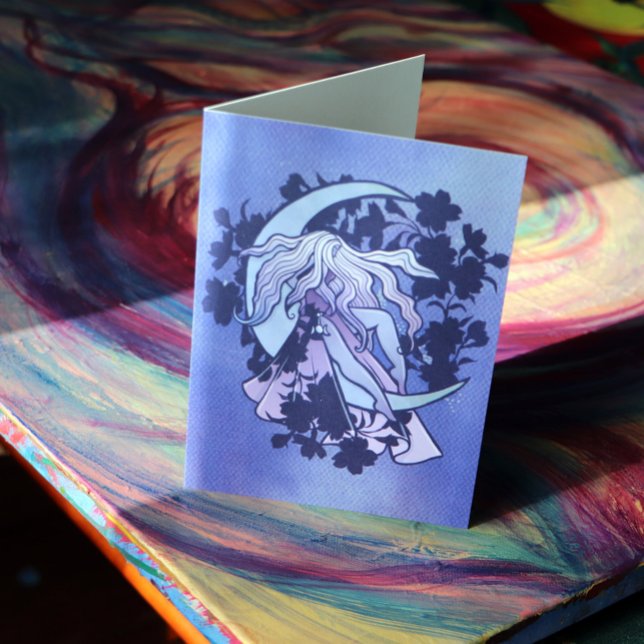 Purple Moon Goddess Wiccan Triple Moon Symbol Art Card (Creator Uploaded)