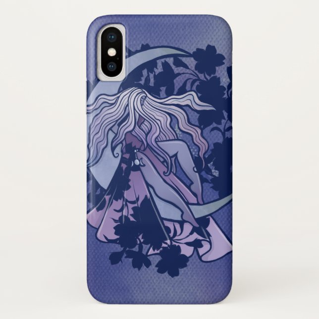Purple Moon Goddess Wiccan Triple Moon Symbol Art Case-Mate iPhone Case (Back)