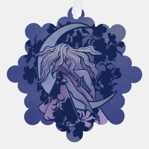 Purple Moon Goddess Wiccan Triple Moon Symbol Art Ornament Card