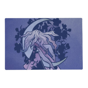 Purple Moon Goddess Wiccan Triple Moon Symbol Art Placemat