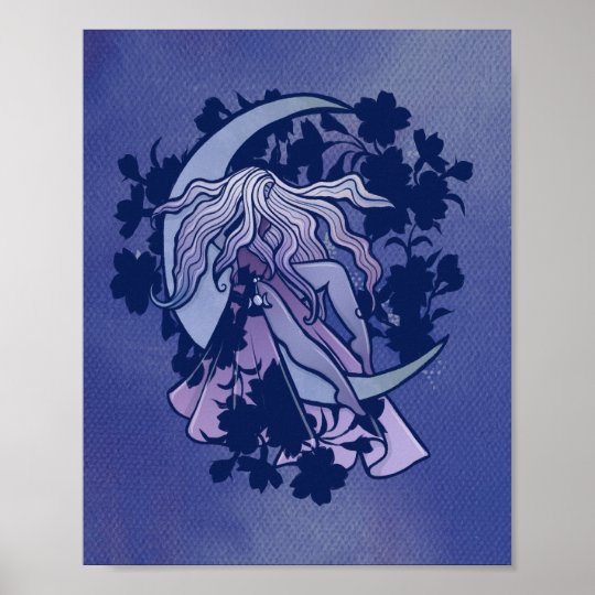 Purple Moon Goddess Wiccan Triple Moon Symbol Art Poster | Zazzle.com