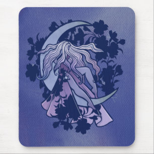Purple Moon Goddess Wiccan Triple Moon Symbol Mouse Pad
