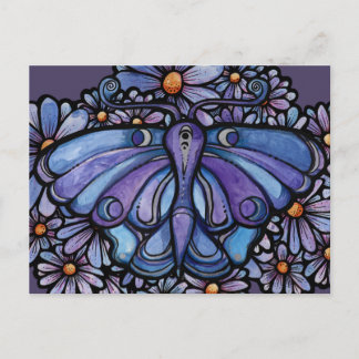 Purple Moon Moth Daisies          Postcard