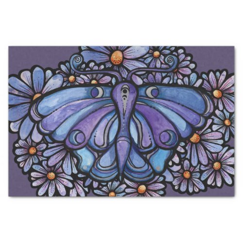 Purple Moon Moth Daisies                           Tissue Paper