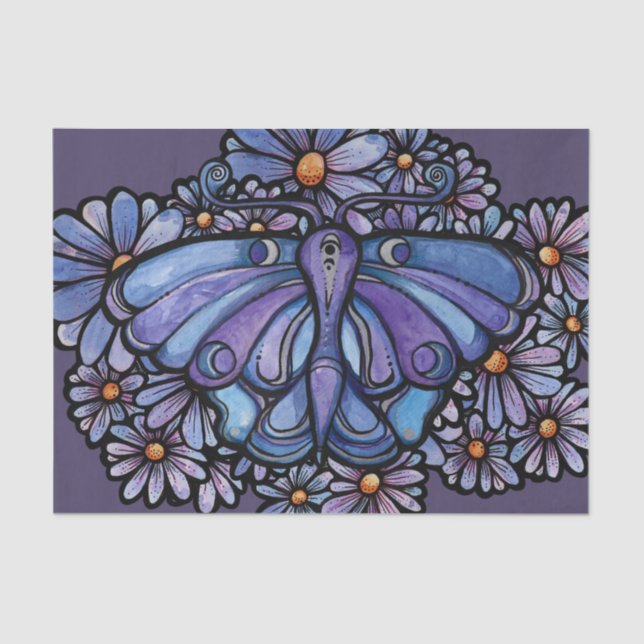 Purple Moon Moth Daisies                           Tissue Paper (Front)