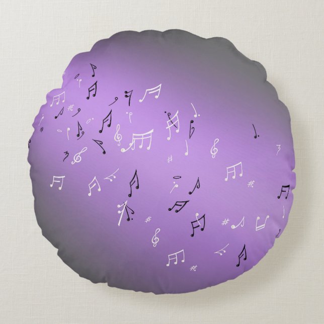 Purple Moon Musical Notes Round cushion (Front)