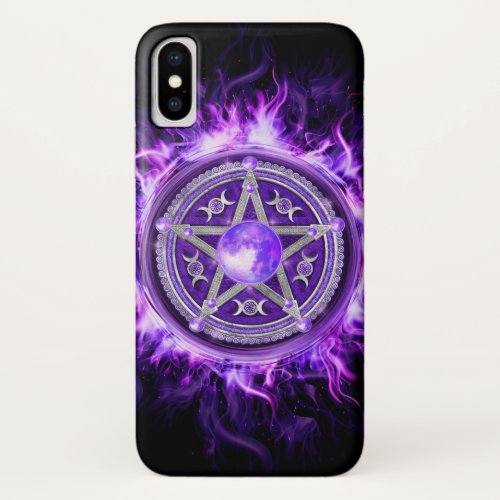 Purple Moon Pentagram iPhone XS Case