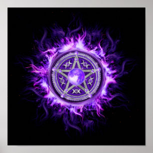Purple Moon Pentagram Poster