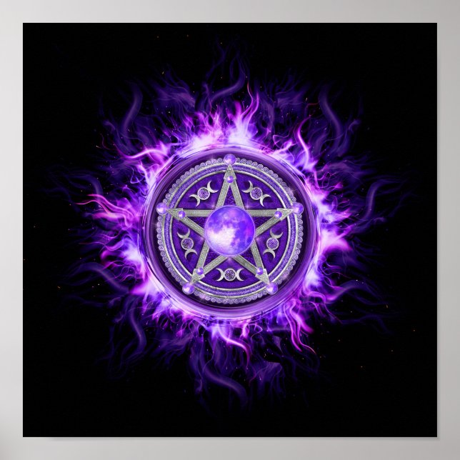 Purple Moon Pentagram Poster (Front)
