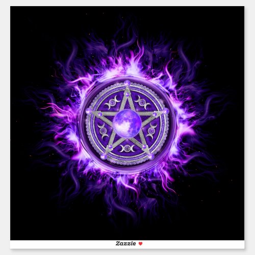 Purple Moon Pentagram Sticker
