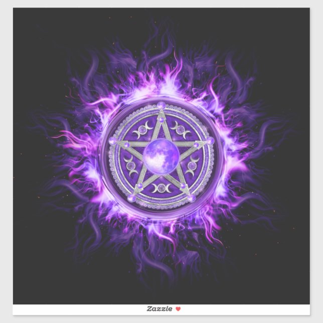 Purple Moon Pentagram Sticker (Sheet)