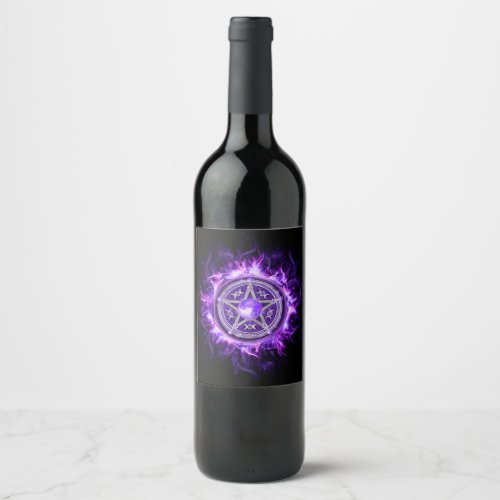 Purple Moon Pentagram Wine Label