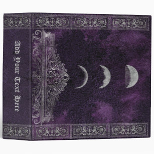 Purple Moon Phase Wicca Spellbook of Shadows 3 Ring Binder