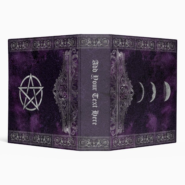 Purple Moon Phase Wicca Spellbook of Shadows 3 Ring Binder (Background)