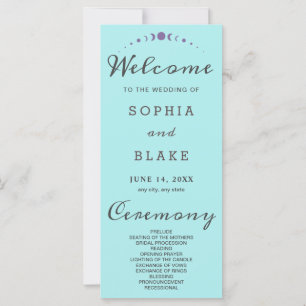 Purple Moon Phases Pale Blue Wedding Program