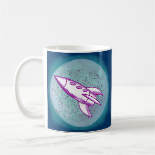 Purple Moon Rocket Coffee Mug