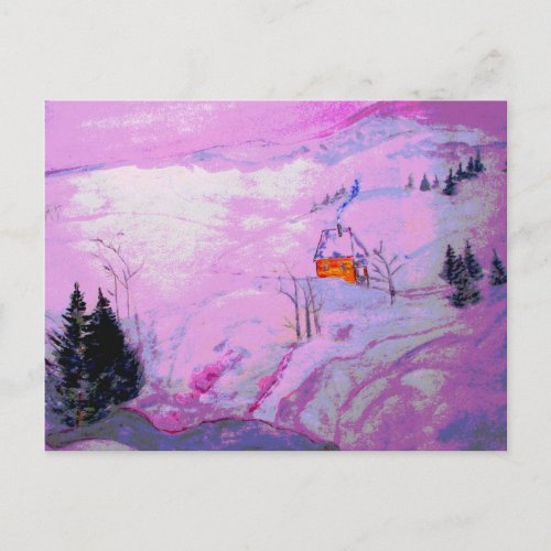 purple moon snow postcard