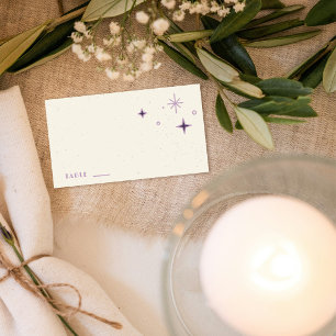 Purple Moon & Stars Celestial Wedding Place Card