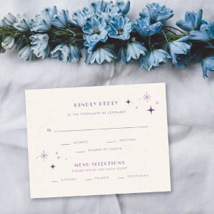Purple Moon & Stars Celestial Wedding RSVP Card