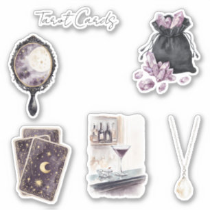 Purple Moon Stars Tarot Cards Sticker