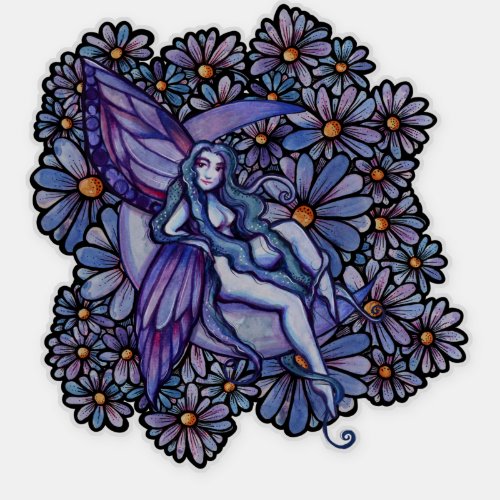 Purple MoonChild Fairy Moon Child Floral Faeries   Sticker