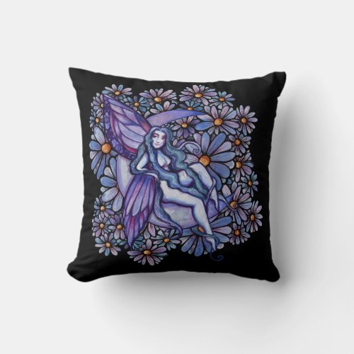 Purple MoonChild Fairy Moon Child Floral Faeries   Throw Pillow
