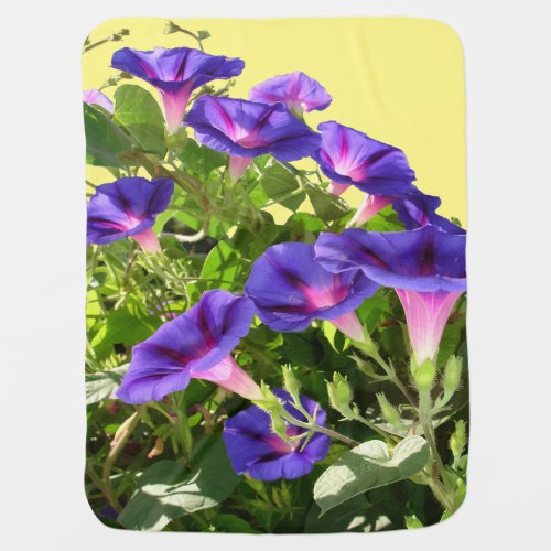 Purple Morning Glory Climbing Plant Vector Art Cut Baby Blanket