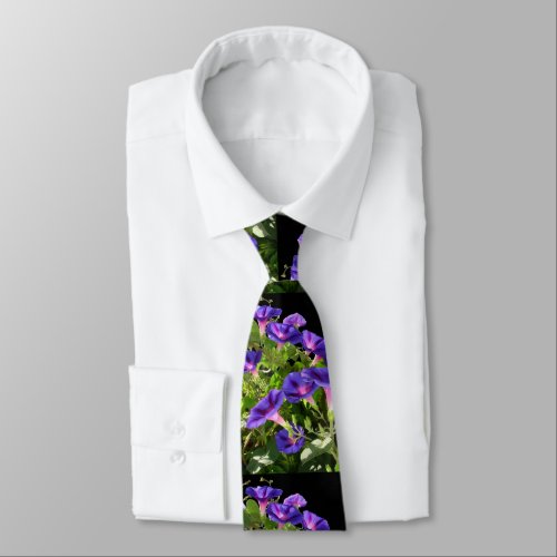 Purple Morning Glory Climbing Plant Vector Art Cut Neck Tie