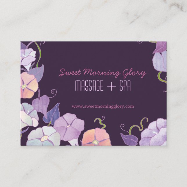 Purple Morning Glory Massage Appointment Card (Front)