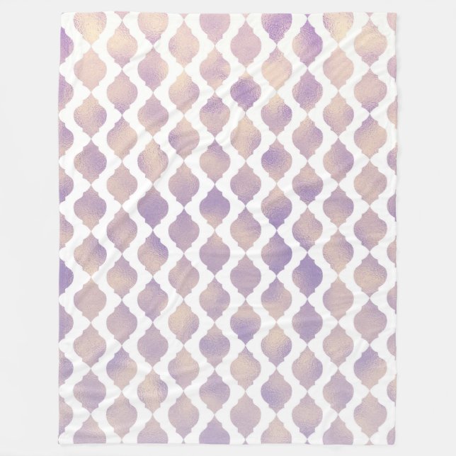 Purple Moroccan Chic Pretty Glam Pattern Fleece Blanket (Front)
