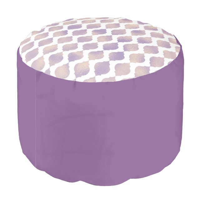 Purple Moroccan Chic Pretty Glam Pattern Pouf (Angled Back)
