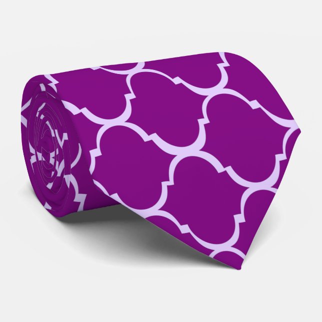 Purple Moroccan Design Neck Tie (Rolled)