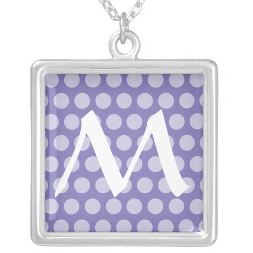 Purple Moroccan Dots with monogram Silver Plated Necklace