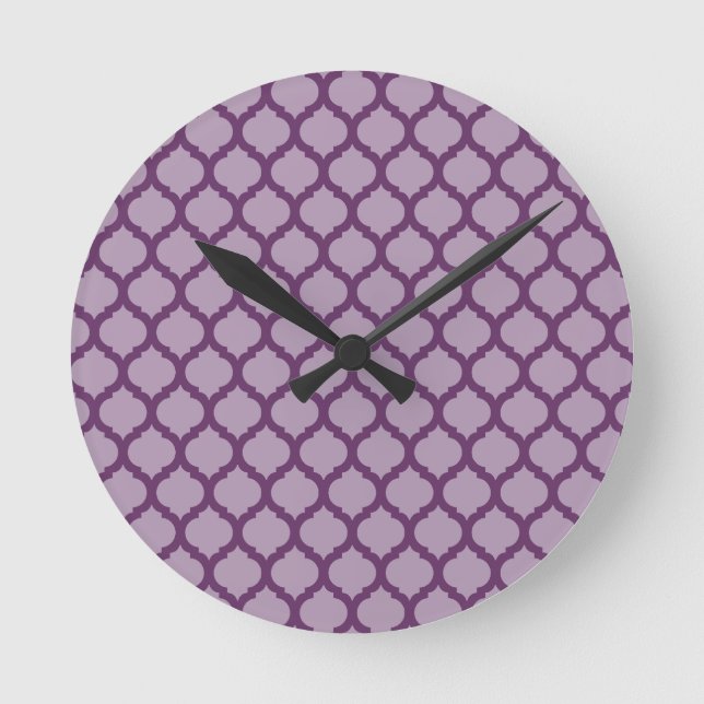 Purple Moroccan Pattern Wall Clocks (Front)