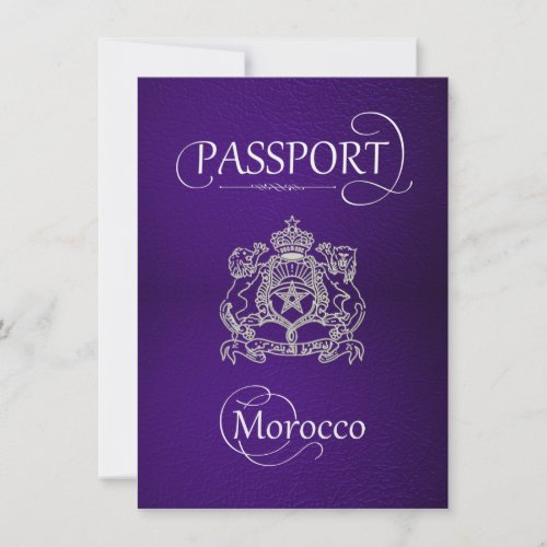 Purple Morocco Passport Save the Date Card